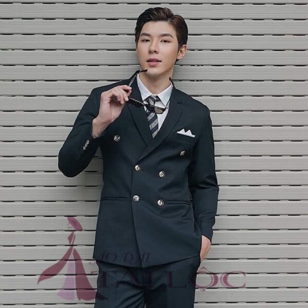 Áo vest cưới nam màu đen 6 nút Hàn Quốc ấn tượng