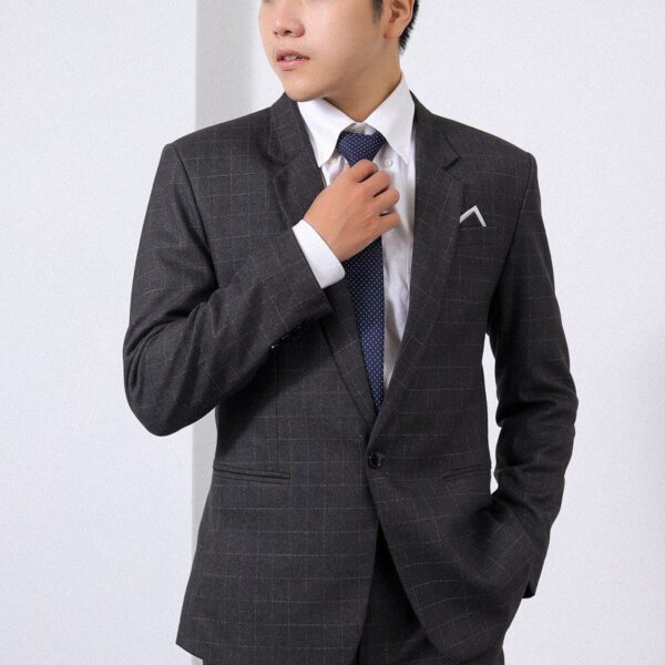 Áo vest nam màu đen ô vuông chìm 1 nút (MSP -CRD)