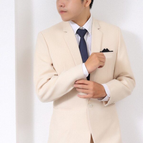 Áo vest nam màu kem 1 nút