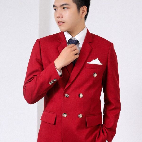 Áo vest nam chú rể màu đỏ 6 nút (MSP- DDC6 NÚT)