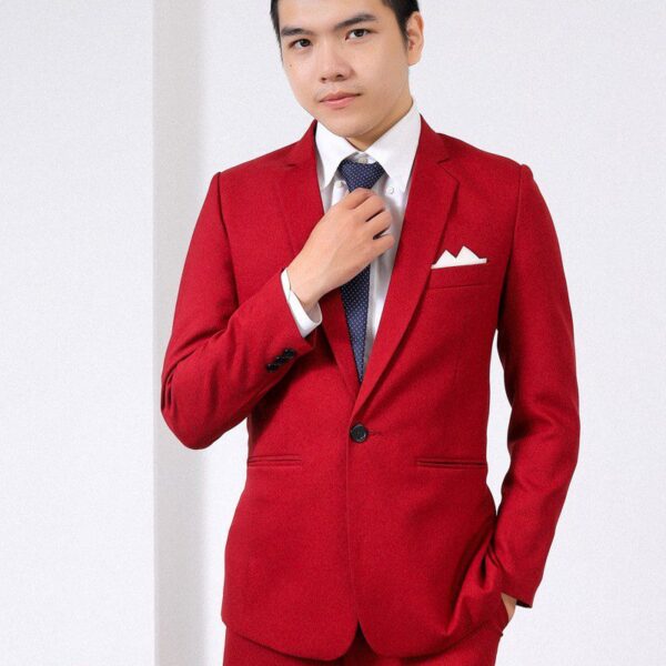 Áo vest nam chú rể màu đỏ 1 nút (MSP- DDC1 NÚT)