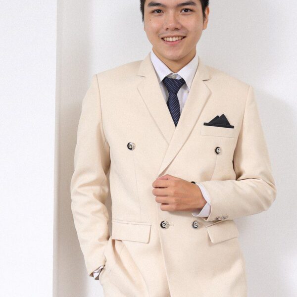 Áo vest cưới màu kem 6 nút (MSP -VK1)