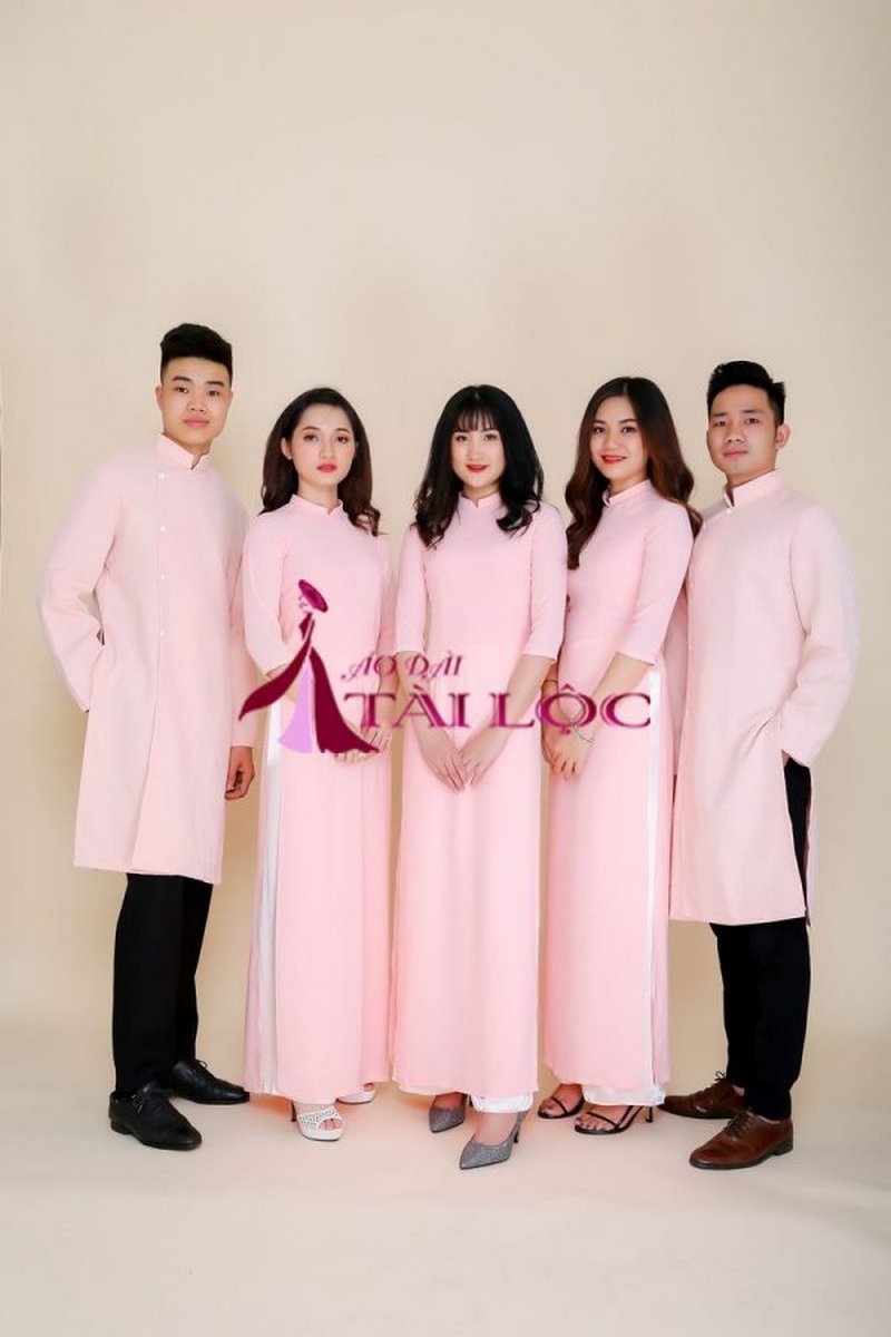 Áo Dài Bưng Quả Nữ Hồng Nhạt Trơn