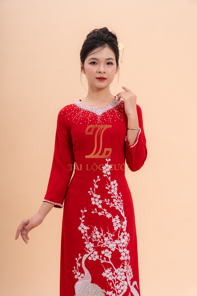 Khám phá về áo dài bà chị sui đỏ lụa chim hạt đính cườm cổ 3XL-BSĐL30 Khám phá về áo dài bà chị sui đỏ lụa chim hạt đính cườm cổ 3XL-BSĐL30