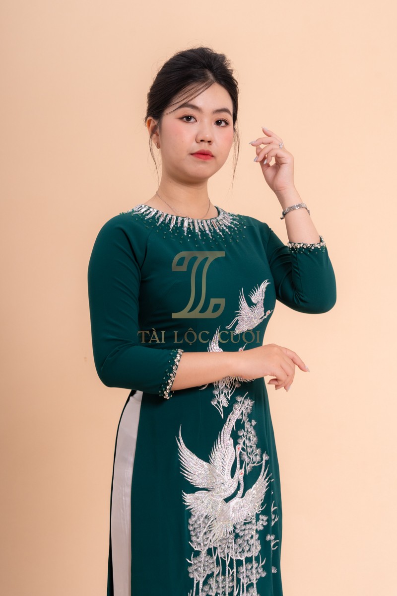 Khám phá về áo dài bà sui xanh lá lụa thêu hạt trắng 2XL-BSXL25 Khám phá về áo dài bà sui xanh lá lụa thêu hạt trắng 2XL-BSXL25