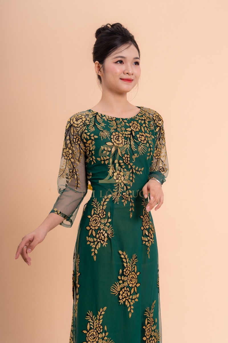 Đôi nét về áo dài ngồi sui xanh lá ren hoa hồng vàng cao cấp 2XL-BSXR20 Đôi nét về áo dài ngồi sui xanh lá ren hoa hồng vàng cao cấp 2XL-BSXR20